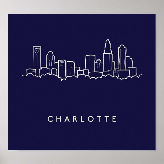 Charlotte, North Carolina City Skyline Poster (Framsidan)