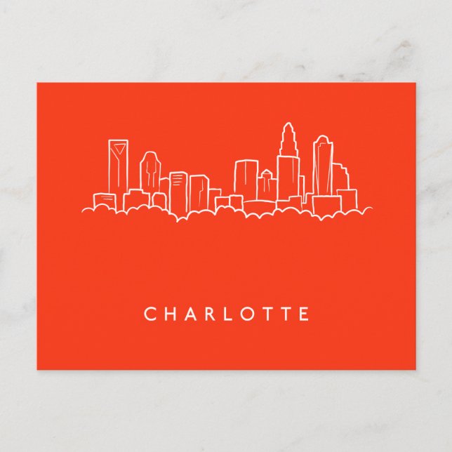 Charlotte, North Carolina City Skyline Vykort (Framsida)