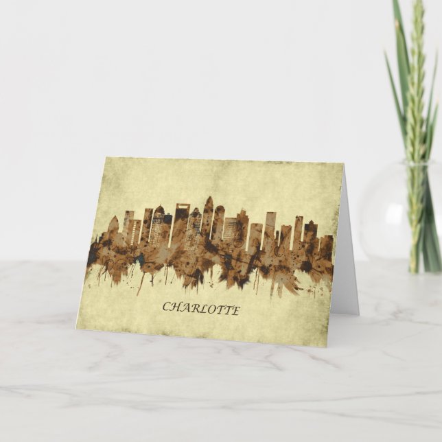 Charlotte North Carolina Cityscape Helgkort (Framsida)