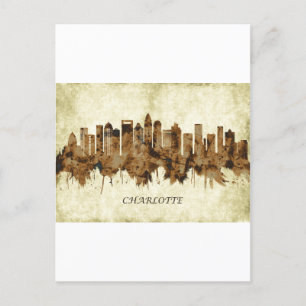 Charlotte North Carolina Cityscape Inbjudan Vykort