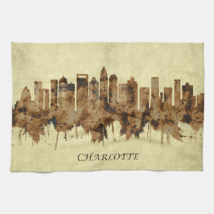Charlotte North Carolina Cityscape Kökshandduk