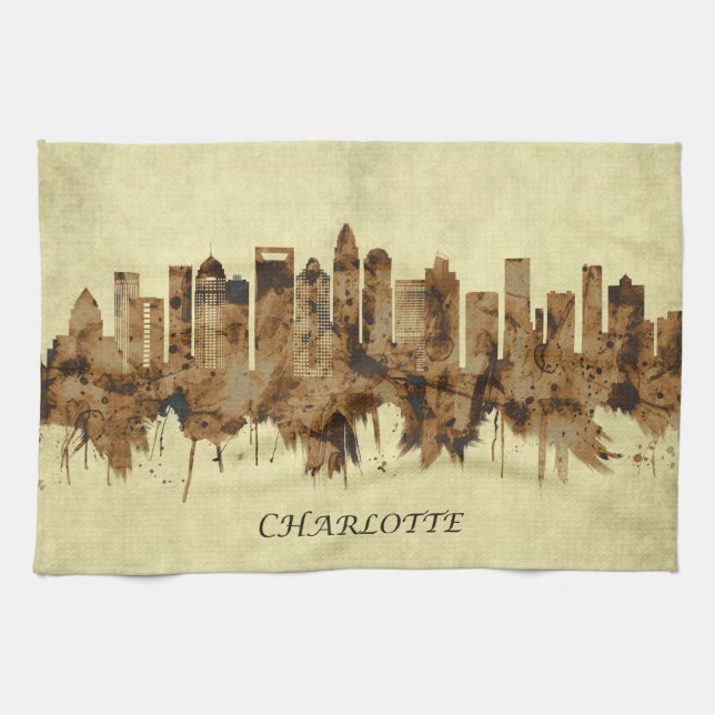 Charlotte North Carolina Cityscape Kökshandduk (Horisontell)