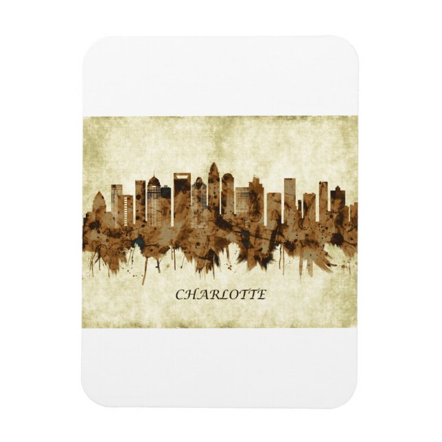 Charlotte North Carolina Cityscape Magnet (Vertikal)