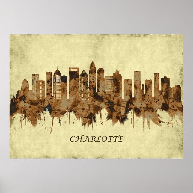 Charlotte North Carolina Cityscape Poster (Framsidan)