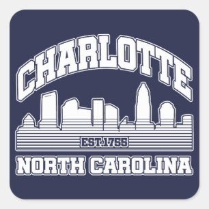 Charlotte,North Carolina Fyrkantigt Klistermärke