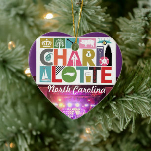 Charlotte North Carolina hjärtornament Julgransprydnad Keramik