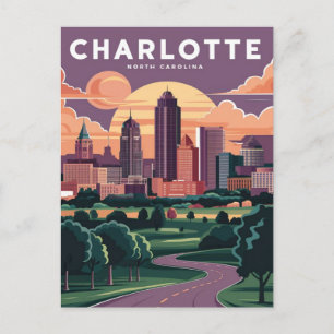 Charlotte North carolina Illustration Vykort