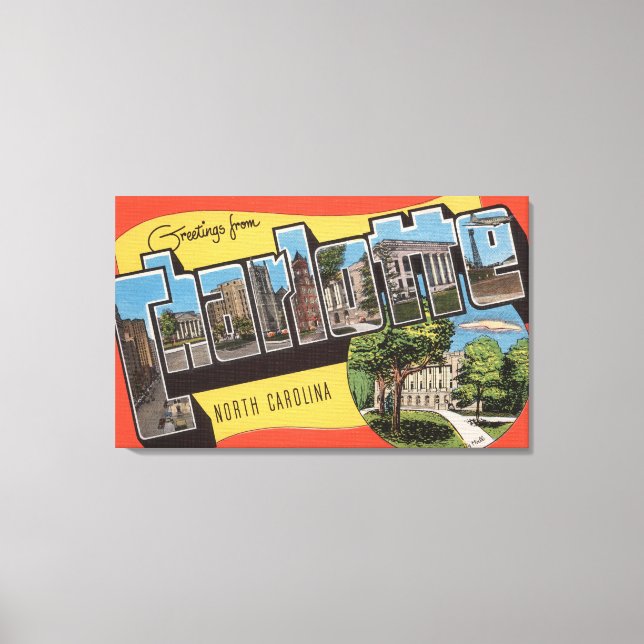 Charlotte, North Carolina - Large Brev Scenes Canvastryck (Framsida)