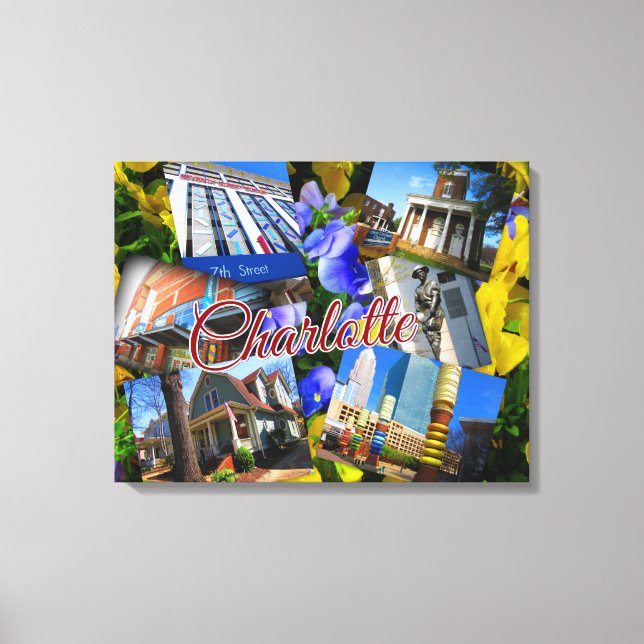 Charlotte North Carolina Photo Collage Canvastryck (Framsida)