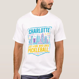 Charlotte North Carolina Pickleball-spelare Siluet T Shirt