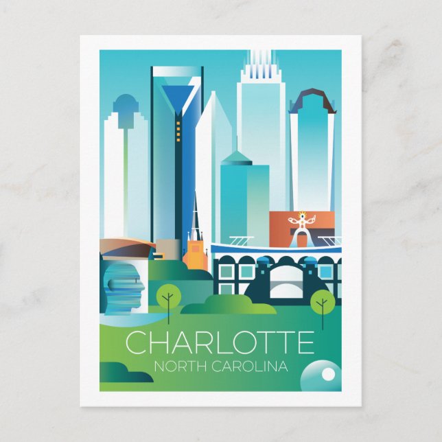 Charlotte, North Carolina Postcard Vykort (Framsida)
