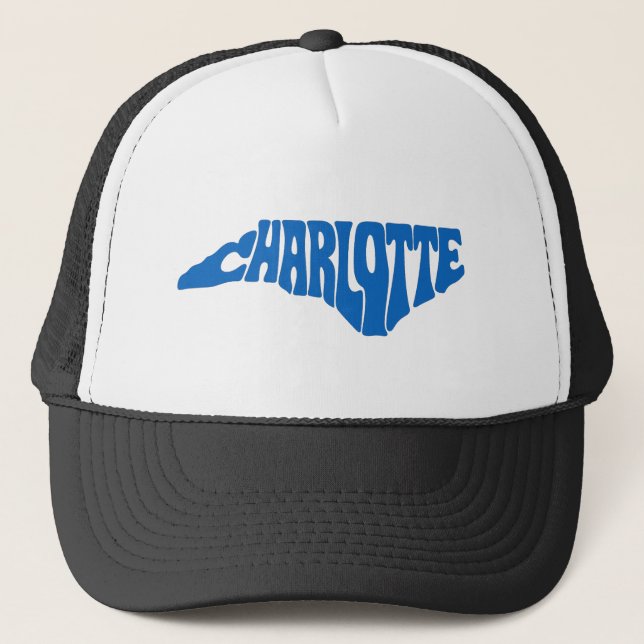 Charlotte North Carolina Retro State Shape Design Keps (Framsida)