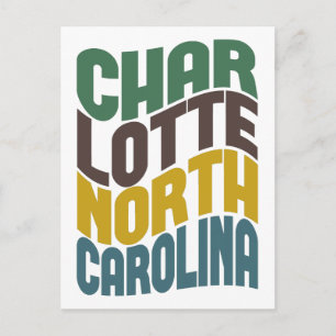 Charlotte North Carolina Retro Wave Vykort