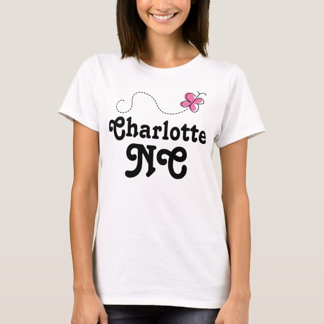 Charlotte North Carolina rosafjäril Tee (Framsida)