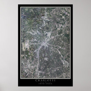 Charlotte North Carolina Satellite Poster Karta