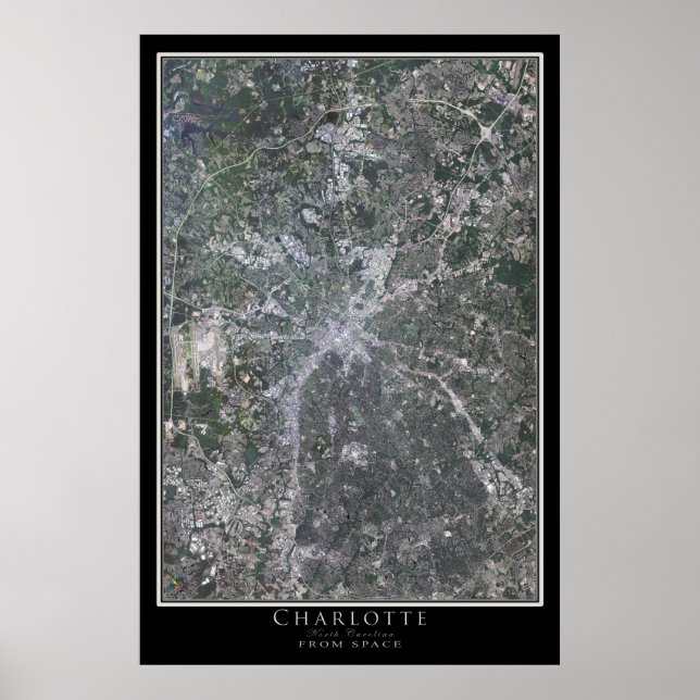 Charlotte North Carolina Satellite Poster Karta (Framsidan)