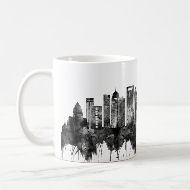 Charlotte North Carolina Skyline BW Kaffemugg (Vänster)