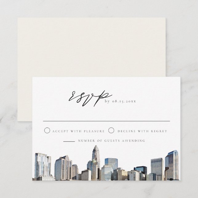 CHARLOTTE NORTH CAROLINA Skyline Destination OSA Inbjudningar (Fram/baksida)