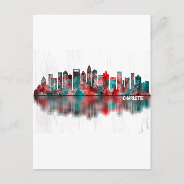 Charlotte North Carolina Skyline Helg Vykort (Framsida)