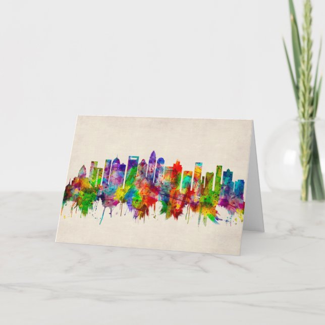 Charlotte North Carolina Skyline Helgkort (Framsida)