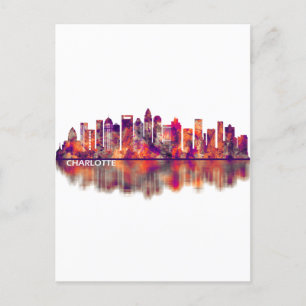 Charlotte North Carolina Skyline Inbjudan Vykort
