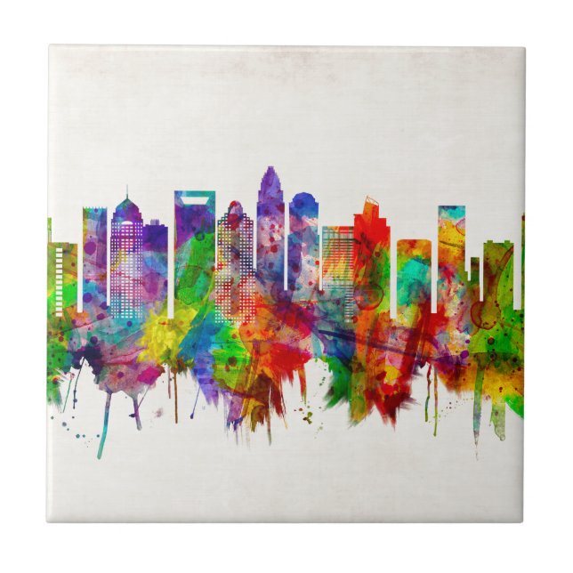 Charlotte North Carolina Skyline Kakelplatta (Framsidan)