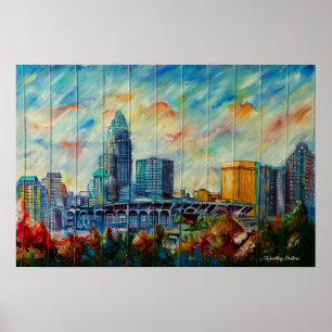 Charlotte, North Carolina Skyline Kanvastryck Poster