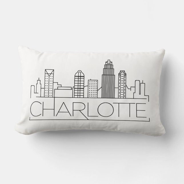 Charlotte, North Carolina Skyline Lumbarkudde (Framsida)