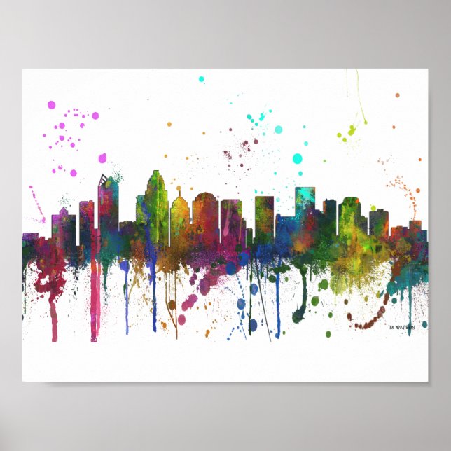 CHARLOTTE, NORTH CAROLINA SKYLINE POSTER (Framsidan)