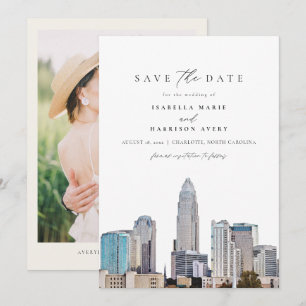 CHARLOTTE NORTH CAROLINA Skyline Spara datumet Inbjudningar