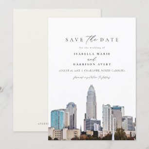CHARLOTTE NORTH CAROLINA Skyline Spara datumet Inbjudningar