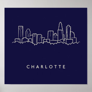 Charlotte North Carolina stadshorisont Poster