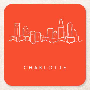 Charlotte North Carolina stadshorisont Underlägg Papper Kvadrat