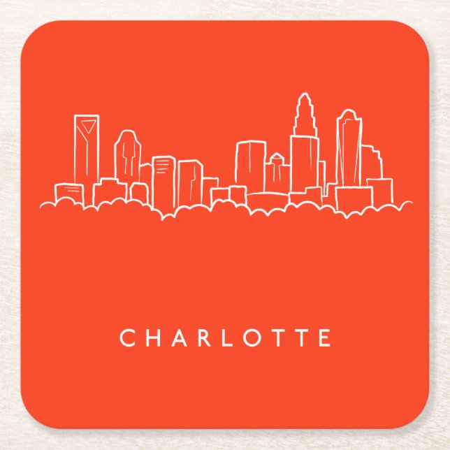 Charlotte North Carolina stadshorisont Underlägg Papper Kvadrat (Framsidan)