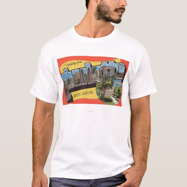 Charlotte North Carolina - stora brevplatser Tee Shirt (Framsida)
