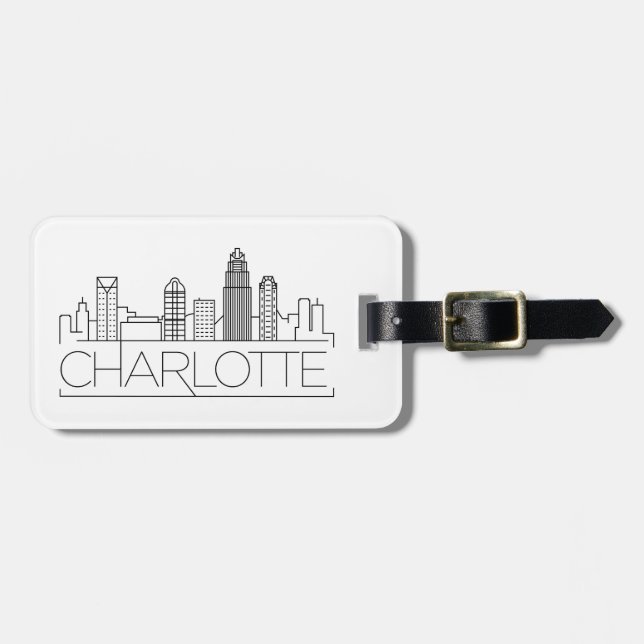 Charlotte, North Carolina Stylized Skyline  Bagagebricka (Horisontell Framsida)