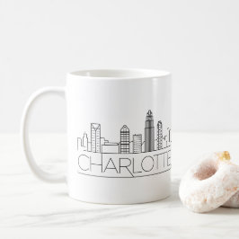 Charlotte, North Carolina Stylized Skyline Kaffemugg