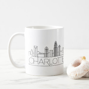 Charlotte, North Carolina Stylized Skyline Kaffemugg