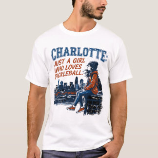 Charlotte North Carolina Tjej älskar Pickleball T Shirt
