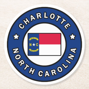 Charlotte North Carolina Underlägg Papper Rund
