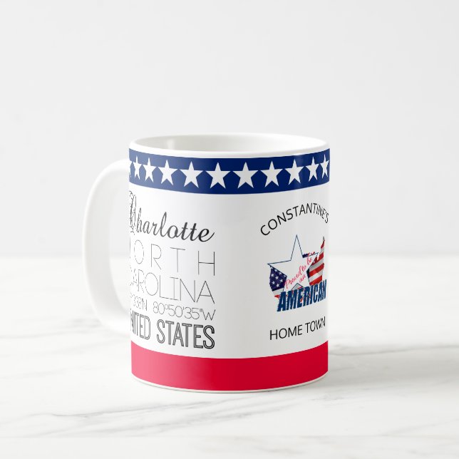 Charlotte, North Carolina, United Stater elegant Kaffemugg (Framsida vänster)