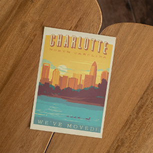 Charlotte, North Carolina VI HAR FLYTTAT Inbjudan Vykort