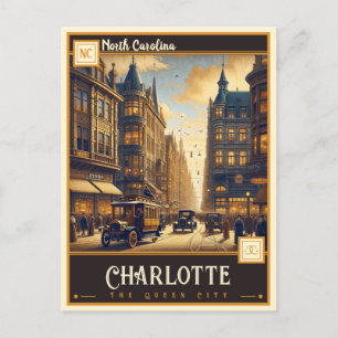 Charlotte, North Carolina VINTAGE Vykort