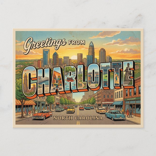 Charlotte North Carolina Vykort (Framsida)