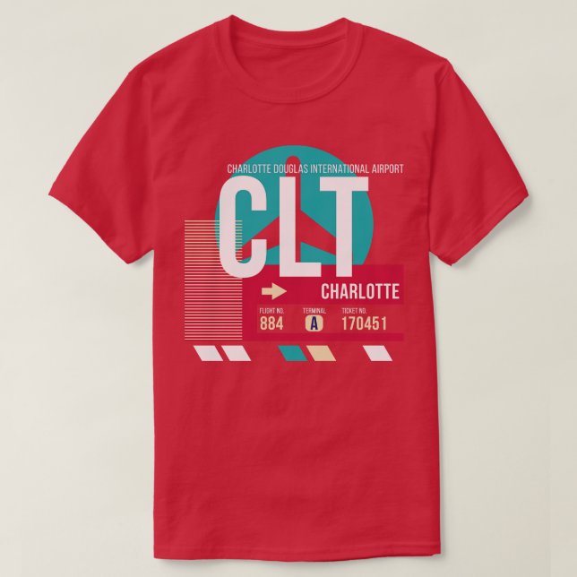 Charlotte North olina CLT Airport Code Baggage Mär T Shirt (Design framsida)