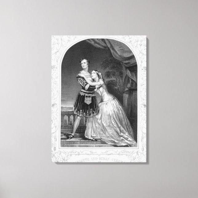 Charlotte och Susan Cushman som Romeo och Juliet,  Canvastryck (Framsida)