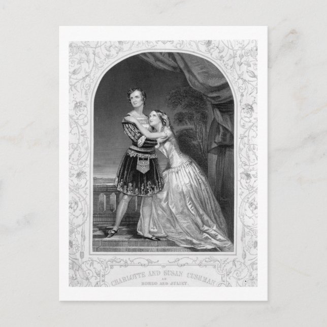 Charlotte och Susan Cushman som Romeo och Juliet,  Vykort (Framsida)