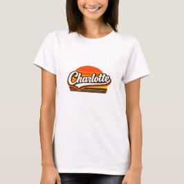 Charlotte Retro Solnedgång Personlig Namndesign T Shirt