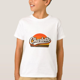 Charlotte Retro Solnedgång Personlig Namndesign T Shirt