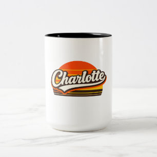 Charlotte Retro Solnedgång Personlig Namndesign Två-Tonad Mugg
